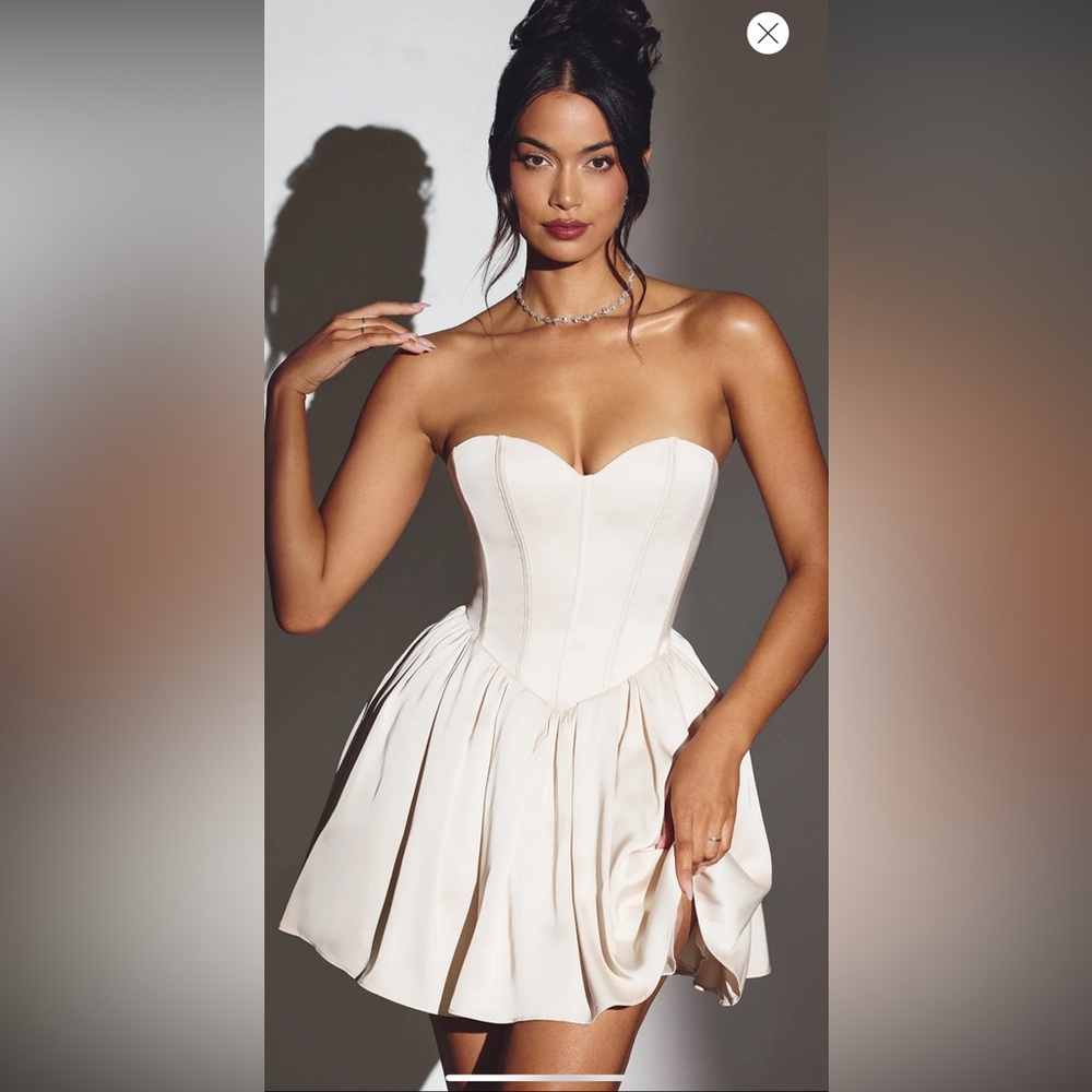 Oh Polly Emeline Corset Tulle Mini Dress in Ivory